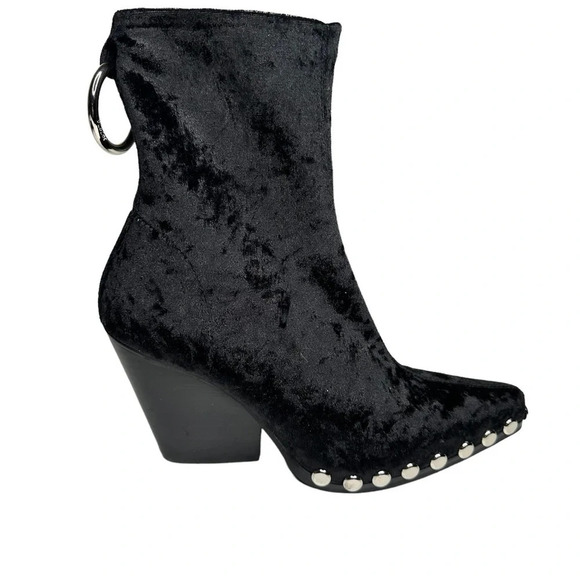 Jeffrey Campbell Walton Studded Bootie in Black Velvet Silver. Sz: 5.5 - Picture 4 of 14